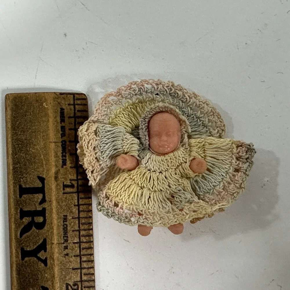 Vintage Plastic Baby Pin Brooch With Knot Outfit